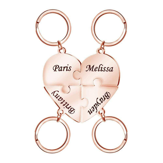 Mother's Day Gift Personalized Heart Puzzle Piece Necklace or Keychain