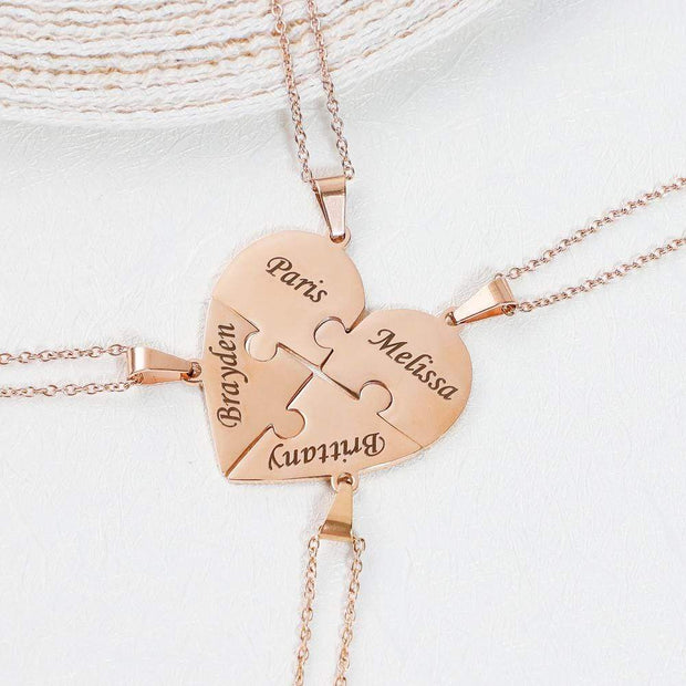 Mother's Day Gift Personalized Heart Puzzle Piece Necklace or Keychain