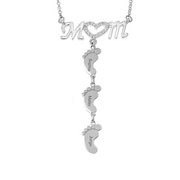 Mother's Day Gift Diamond Mom Necklace With Baby Feet