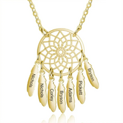 Mother's Day Gift Dream Catcher Necklace Personalized 2-8 Names Pendant