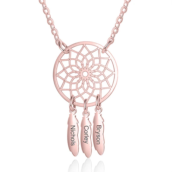 Mother's Day Gift Dream Catcher Necklace Personalized 2-8 Names Pendant