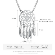 Mother's Day Gift Dream Catcher Necklace Personalized 2-8 Names Pendant