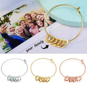 Mother's Day Gift Family Bangle Bracelet with Heart Shape Pendants