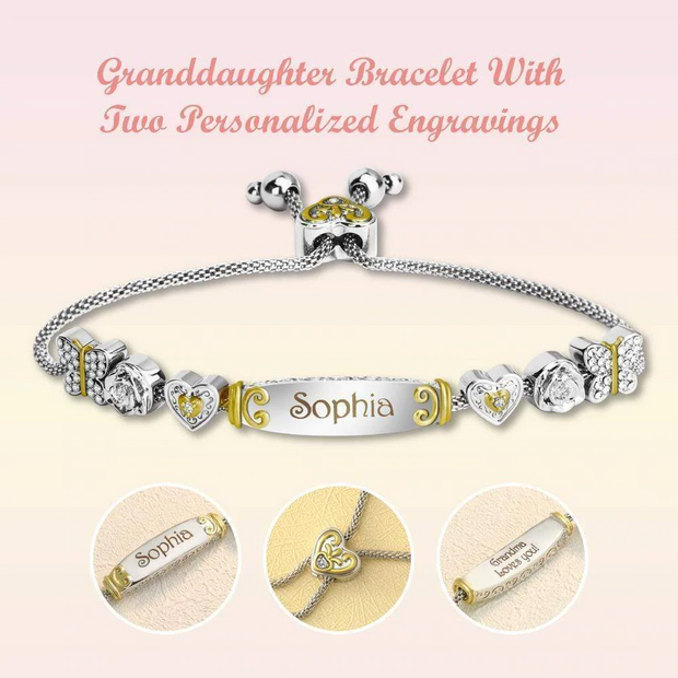 Granddaughter Bolo Bracelet with Two Personalised Engravings