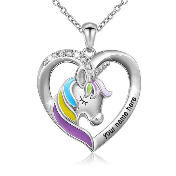 Mother's Day Gift for little girl Personalized Rainbow Unicorn Necklace