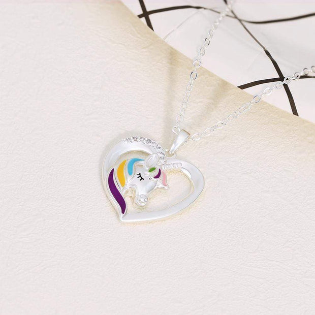 Mother's Day Gift for little girl Personalized Rainbow Unicorn Necklace