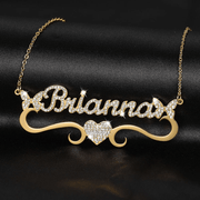 Mother's Day Gift Personalized Sparkling Butterfly Heart Diamond Name Necklace