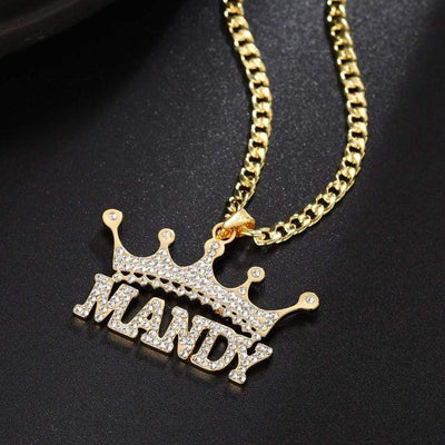 Mother's Day Gift Diamond Crown Name Necklace