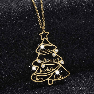 Mother's Day Gift Personalized Christmas Tree Name Necklace