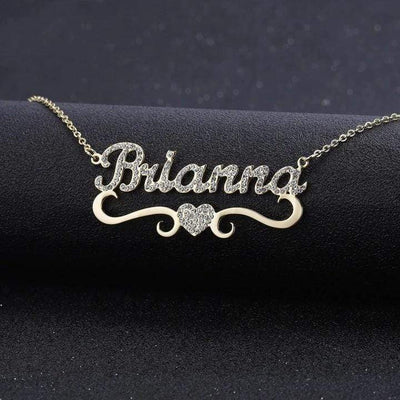 Mother's Day Gift Sparkling Diamond Heart Name Necklace