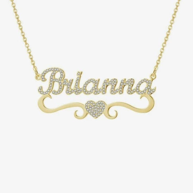 Mother's Day Gift Sparkling Diamond Heart Name Necklace