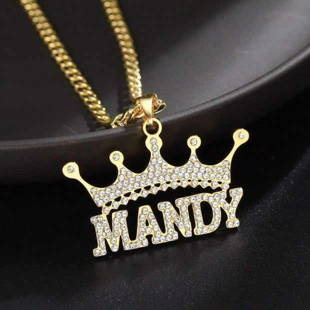 Mother's Day Gift Diamond Crown Name Necklace