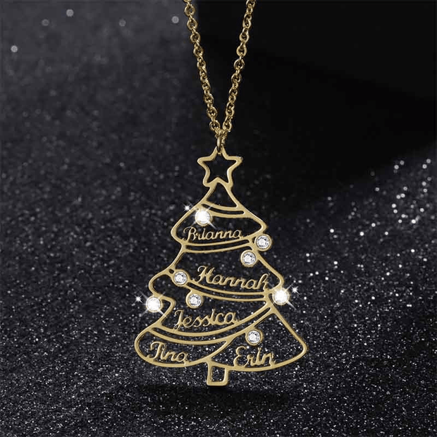 Mother's Day Gift Personalized Christmas Tree Name Necklace