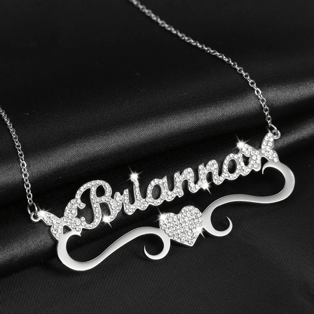 Mother's Day Gift Personalized Sparkling Butterfly Heart Diamond Name Necklace