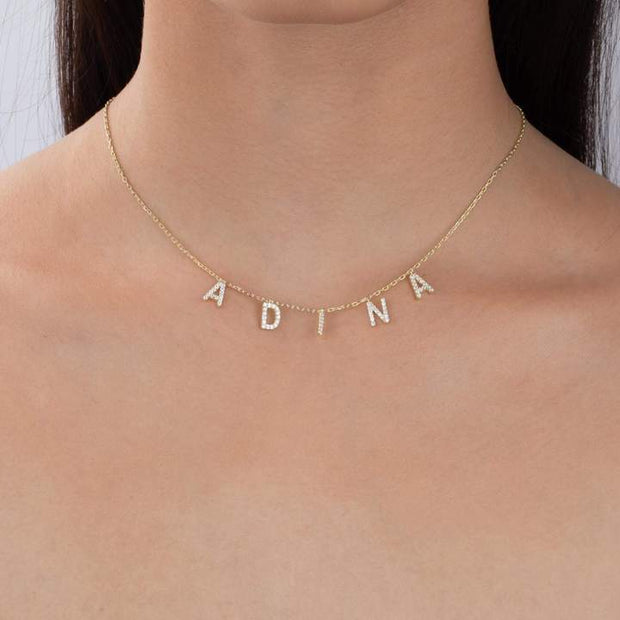 Mother's Day Gift Summer Jewelry Diamond Initial Name Necklace