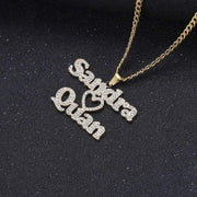 Mother's Day Gift Sparkling Diamond Double Name Necklace