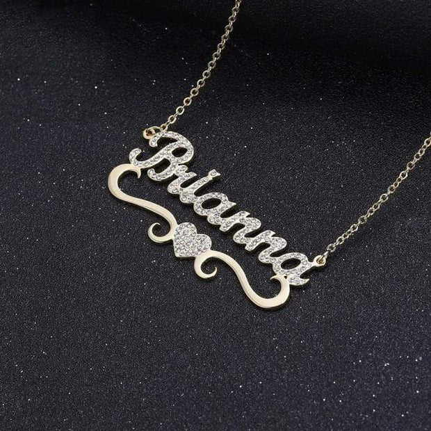 Mother's Day Gift Sparkling Diamond Heart Name Necklace