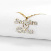 Mother's Day Gift Sparkling Diamond Double Name Necklace