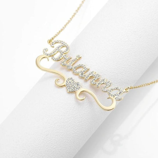 Mother's Day Gift Sparkling Diamond Heart Name Necklace