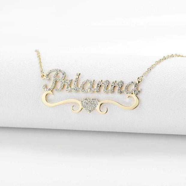 Mother's Day Gift Sparkling Diamond Heart Name Necklace