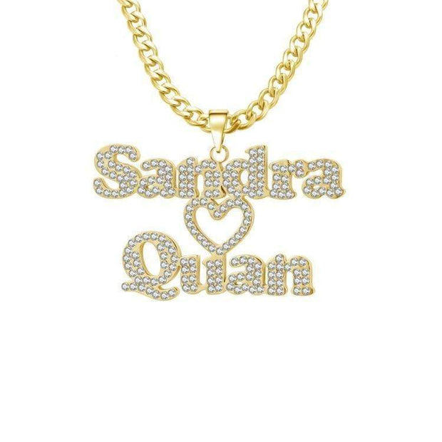 Mother's Day Gift Sparkling Diamond Double Name Necklace